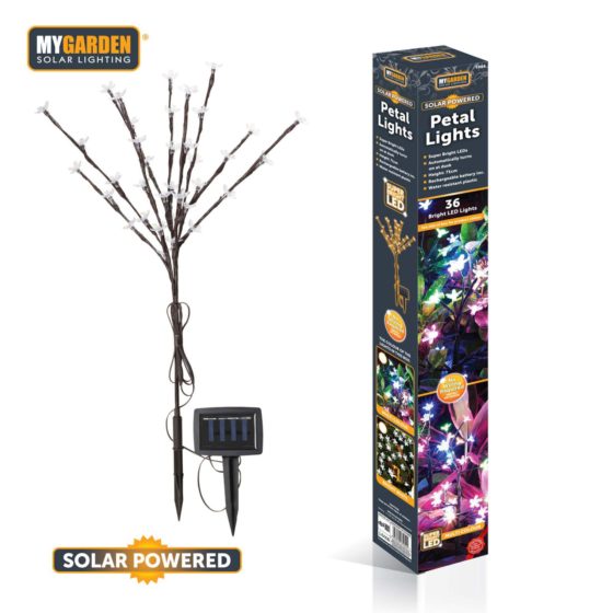 Garden Solar Powered Petal Lights Bright White 71cm 36 LED 1054 (Parcel Rate)