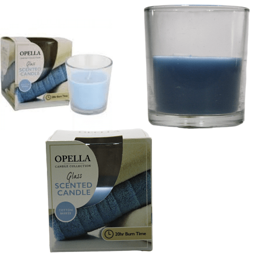 Opella Scented Candle In Glass Jar Cotton Breeze Fragrance 5 x 6.5 cm CDJARC (Parcel Rate)