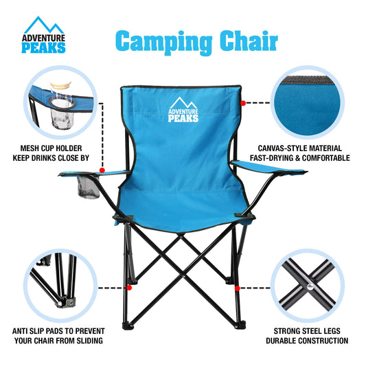 Foldable Camping Chair with Carry Bag 50 x 50 x 80 cm Blue 1435 (Big Parcel Rate)