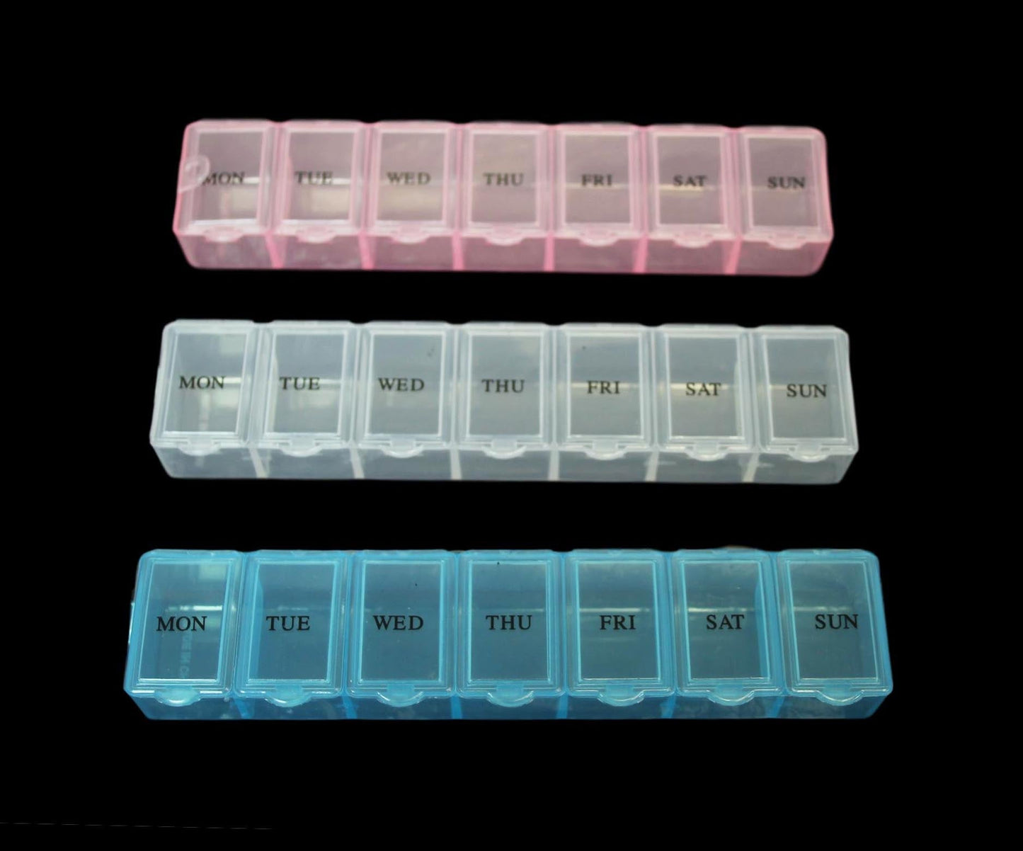 Plastic Pill Tablet Box Organiser 7 Days 15 x 2 cm Assorted Colours 2036 (Large Letter Rate)