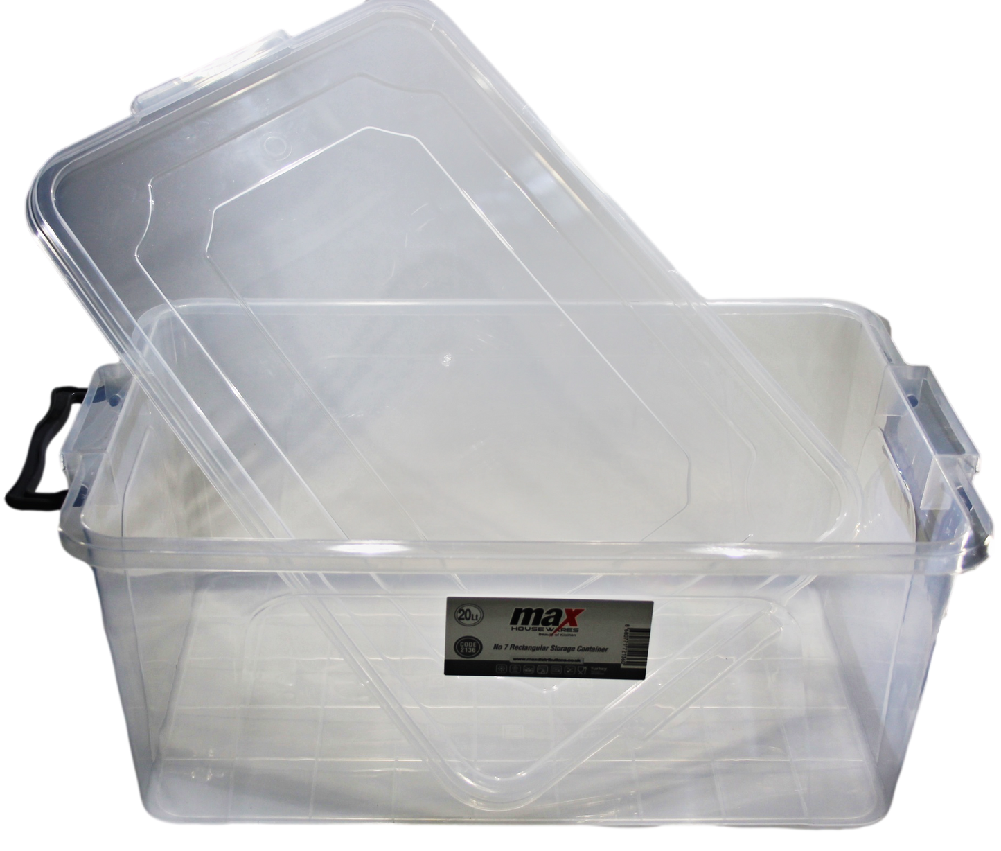 Clear Plastic Rectangle Storage Box 20 Litre 47 x 30 x 20 cm 2136 (Parcel Rate)