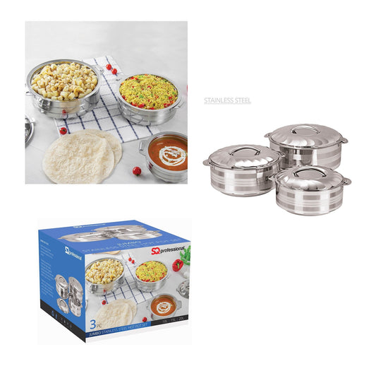 Stainless Steel Curry Large HOT POT Jumbo Set Quality Kitchenware 3 Piece Pot Set 2324 (Big Parcel Rate)