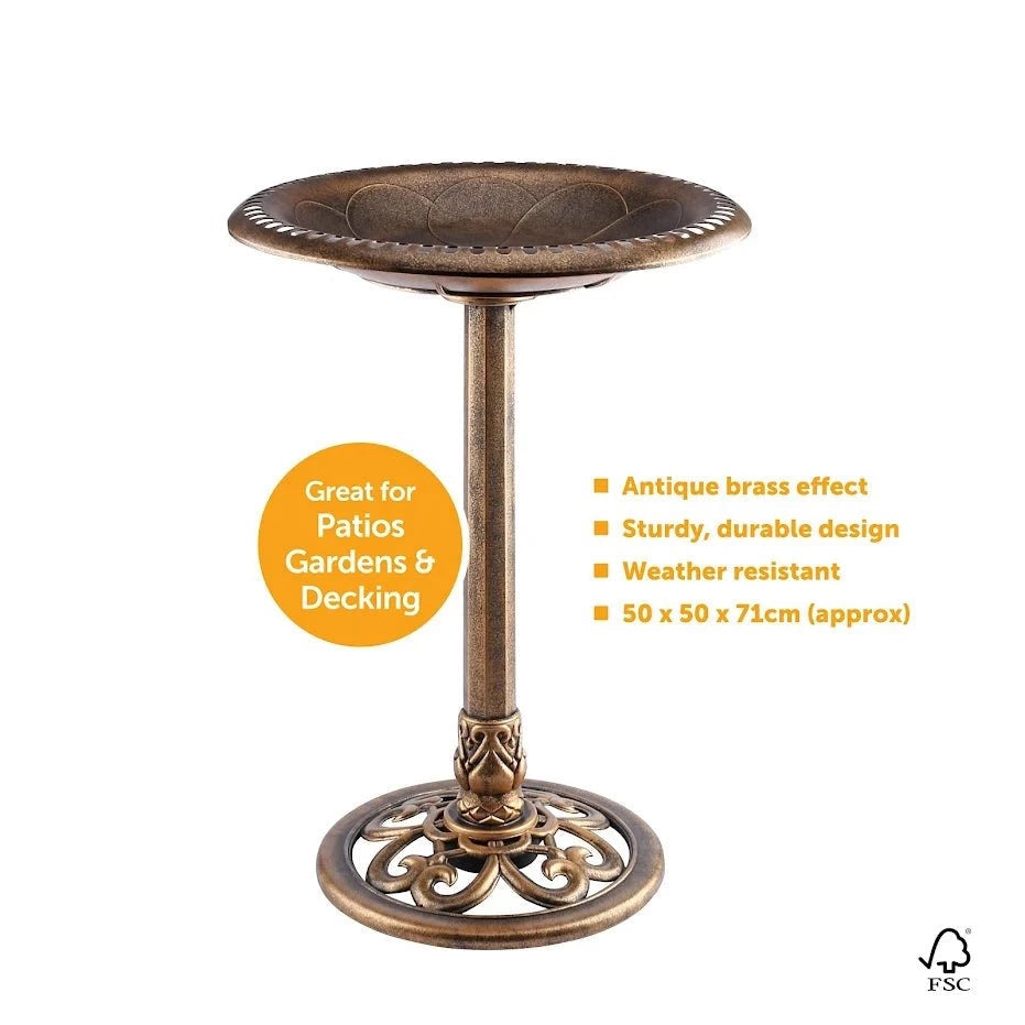 Bird Bath Antique Brass Effect Garden Decoration 2407 (Parcel Rate)