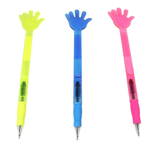 Plastic Huge Hand Shaped Pen 28 x 6 cm Assorted Colours 8009 (Parcel Rate)