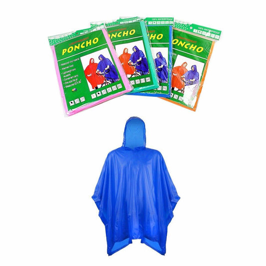 Adult Waterproof Plastic Poncho Raincoat 52" x 80" Assorted Colours 4838 (Large Letter Rate)