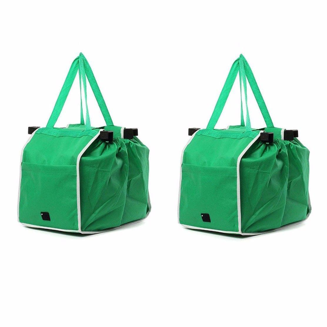 2x Supermarket Shopping Trolley Foldable Reusable Grocery Grab Clips Bag 3875 (Parcel Rate)