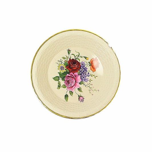 Plastic Kitchen Plate Rattan Style Floral Print 25cm Kitchen Home 4891 (Parcel Rate)