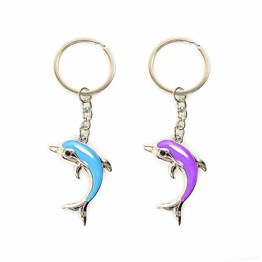 Metal Dolphin Shaped Keyring Style Keychain Assorted Colours 2520 (Large Letter Rate)