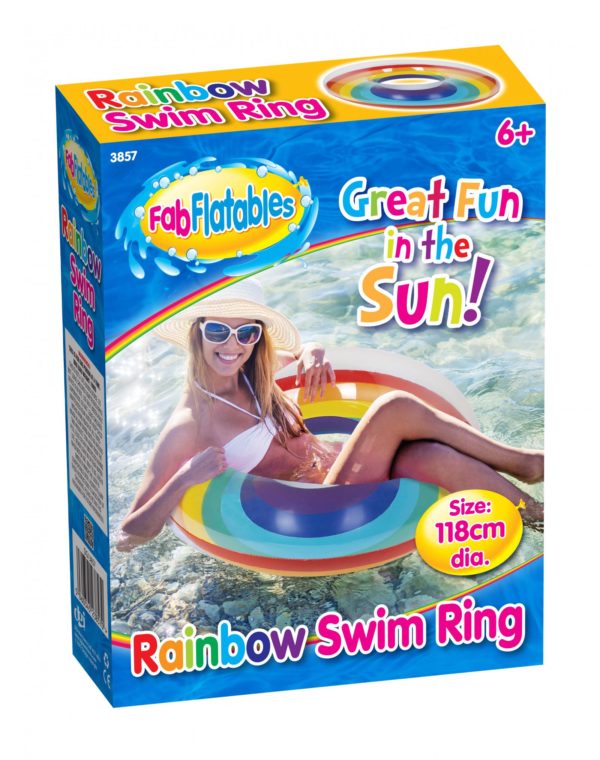 Inflatable Rainbow Swimming Pool Ring 118cm Diameter  3857 (Parcel Rate)