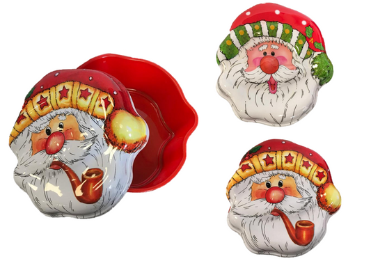 Plastic Christmas Santa Claus Cookie Box / Jelly Mould 18.5 x 17 x 6 cm Assorted Designs 3952 (Parcel Rate)