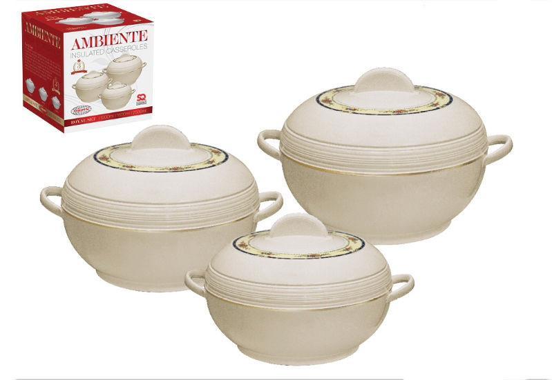 SQ Professional Ambiente Insulated Hot Pot Set of 3 1.2-1.6-2.5L Cream P7950 / 4227 (Big Parcel Rate)