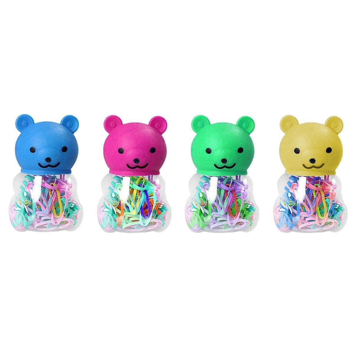 Assorted Colour Small Rubber Bands In Teddy Shaped Box Approx 50   3241 (Large Letter Rate)