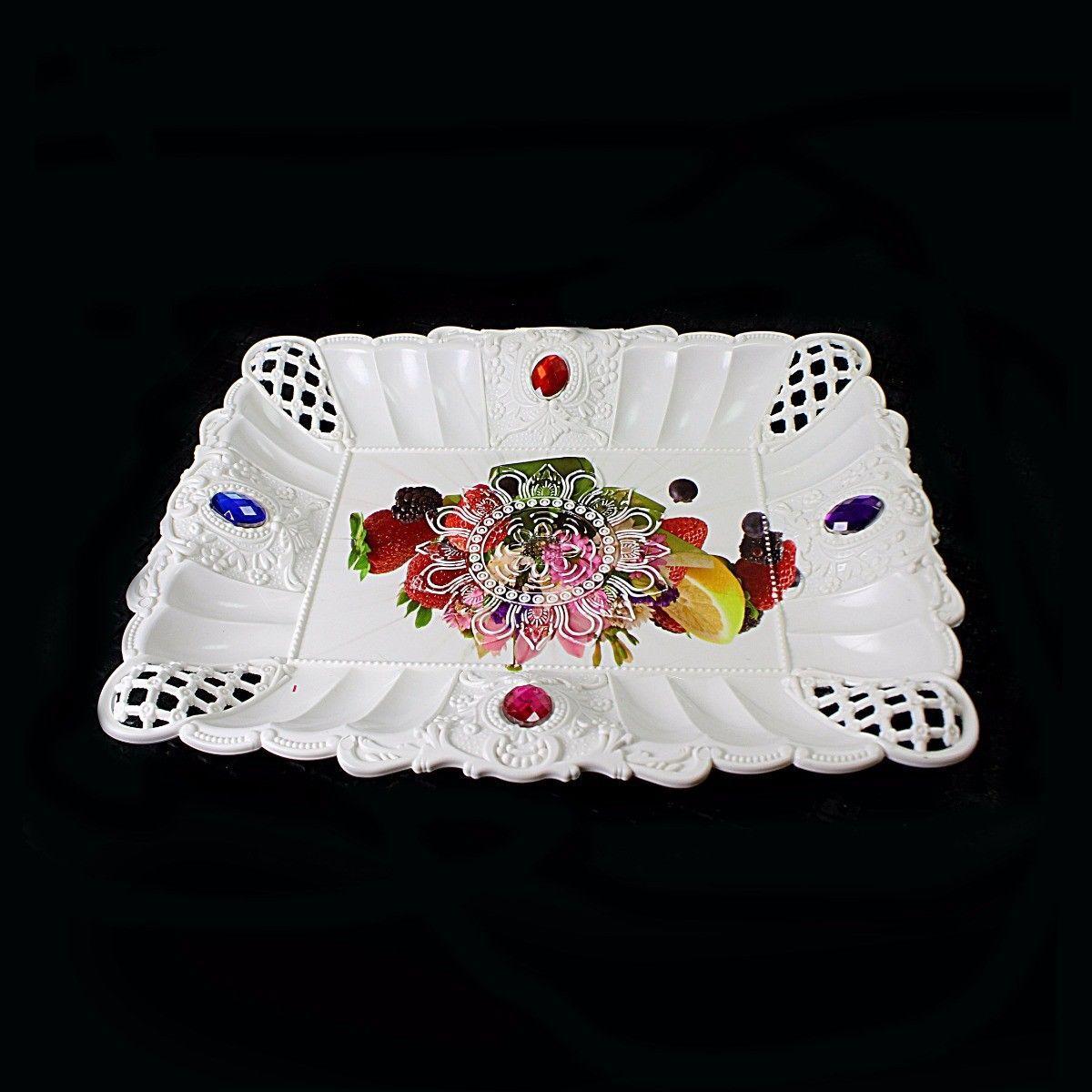 Fruit Jewelled Design Plastic Serving Tray 27cm x 21cm 3219 (Parcel Rate)