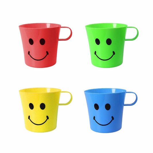 Children's Plastic Drinking Cup with Smiley Face Pack of 4 Assorted Colours 0438 A (Parcel Rate)