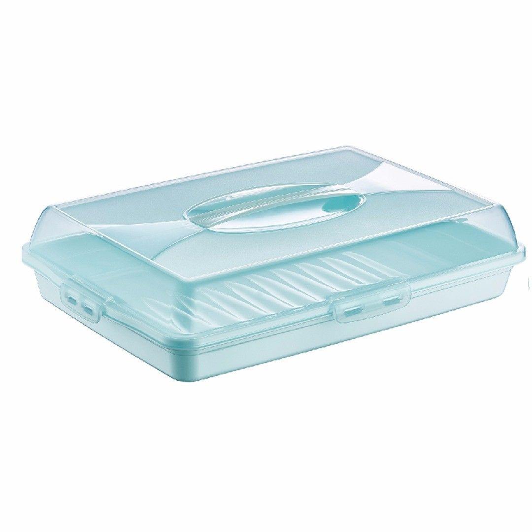 Plastic Cake Pastry Party Brownie Tray Storage Carry Box with Cover 45 x 30 x 10 cm Assorted Colours D30307 (Parcel Rate)