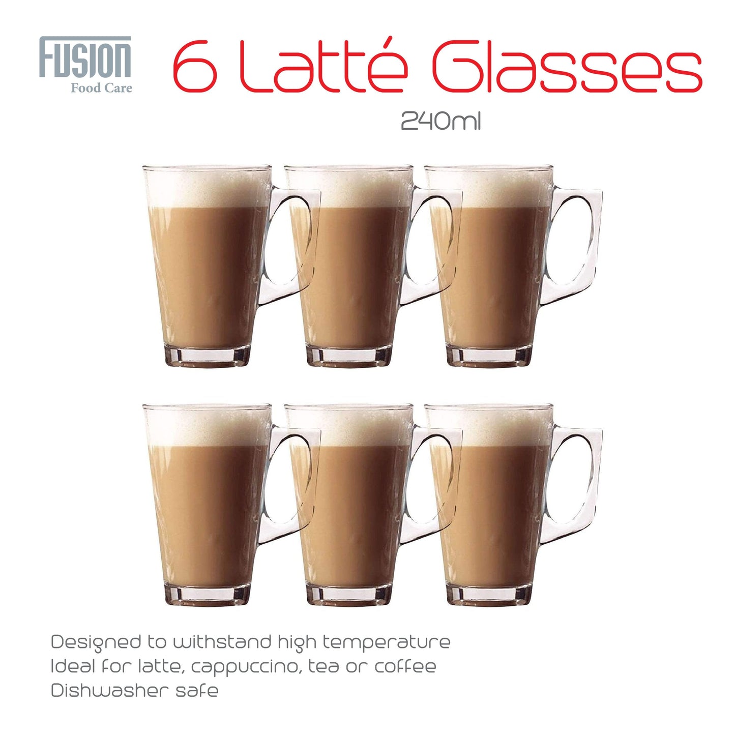 Latte Glasses 240ml Set of 6 4944 (Parcel Rate)