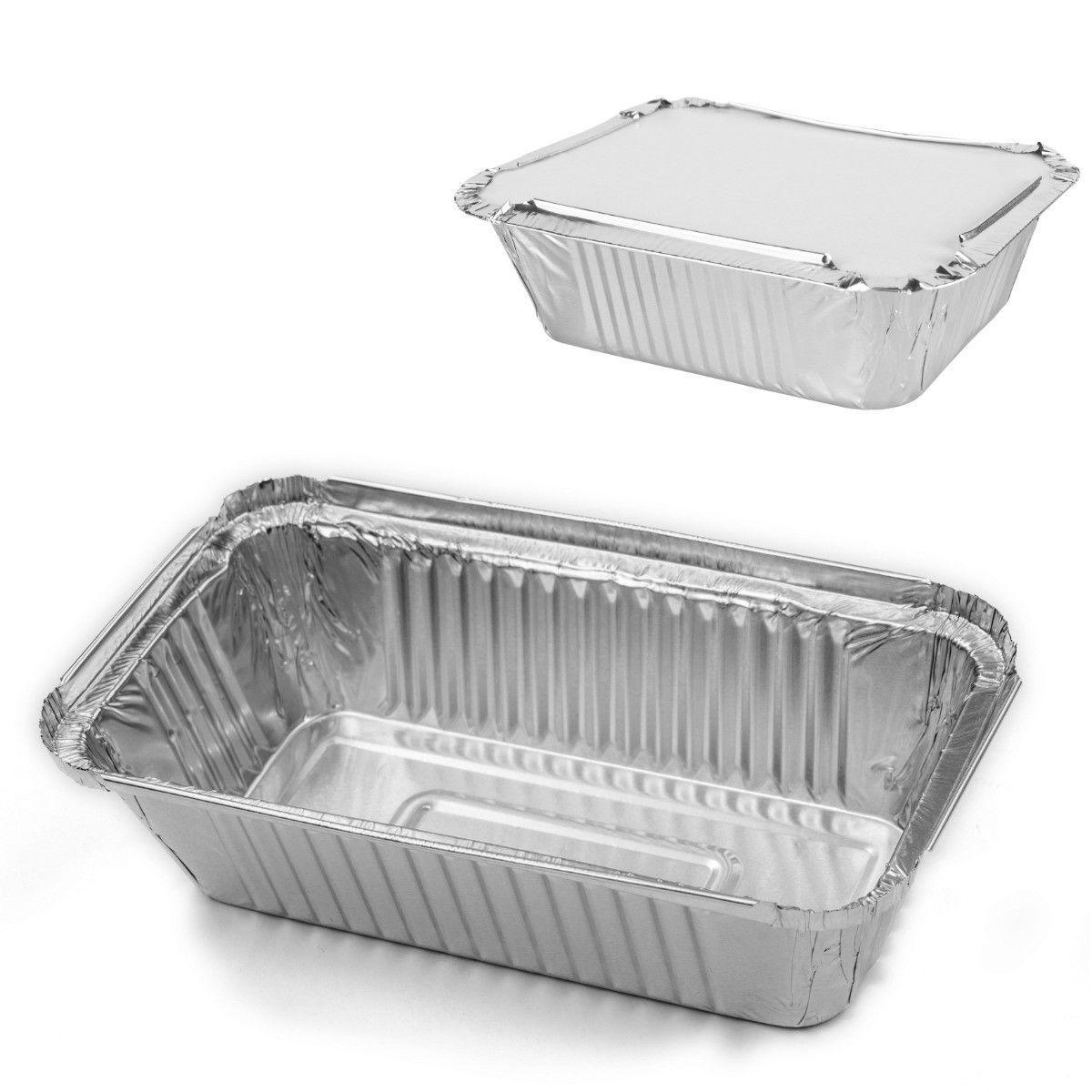 Aluminium Foil Containers with Lids 8.5 x 6 x 2" Pack of 3 SK28147 (Parcel Rate)