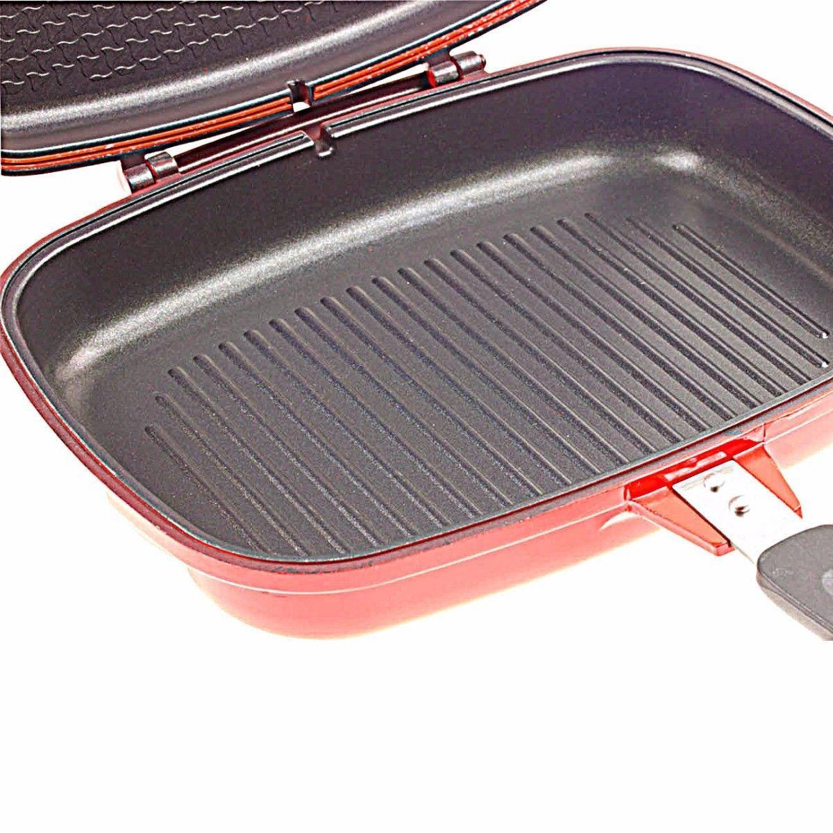 SQ Professional Nea Rossa Die Cast Magic Pan 32cm Double Sided Red 4680 (Parcel Rate)