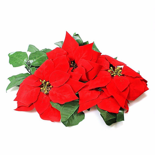 Artificial Fake Plastic Christmas Red Poinsettia Flowers 1245 (Parcel Rate)