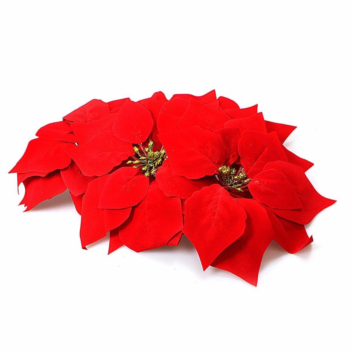 Artificial Fake Plastic Christmas Red Poinsettia Flowers 1245 (Parcel Rate)