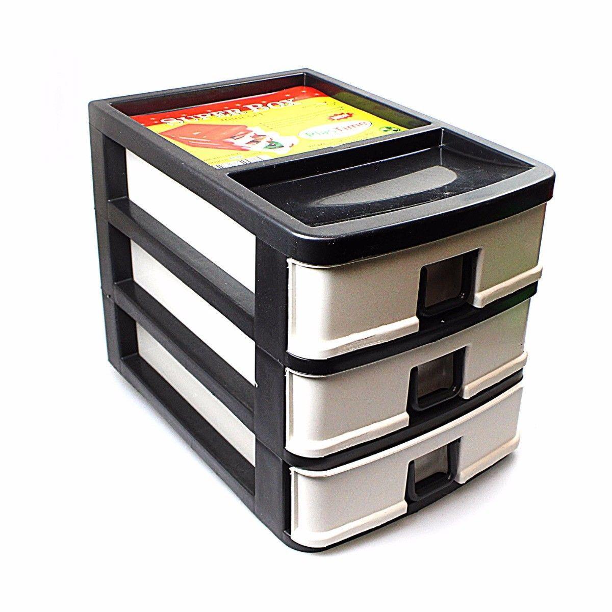 3 Tier Small Plastic Draw Storage Sewing Craft Box Assorted Colours 20 x 18.5 x 26 cm 0011 (Parcel Rate)