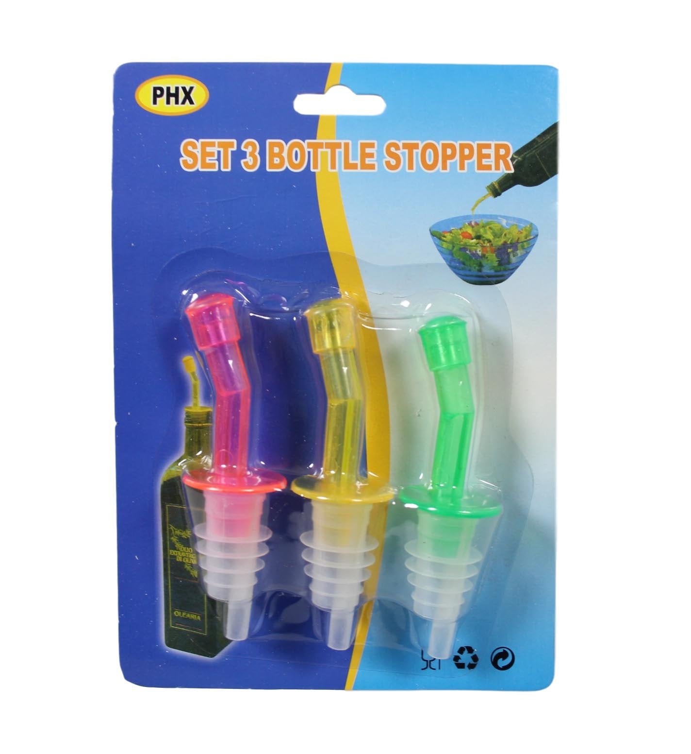 Plastic Bottle Stoppers 10 cm Set of 3 5604 (Parcel Rate)