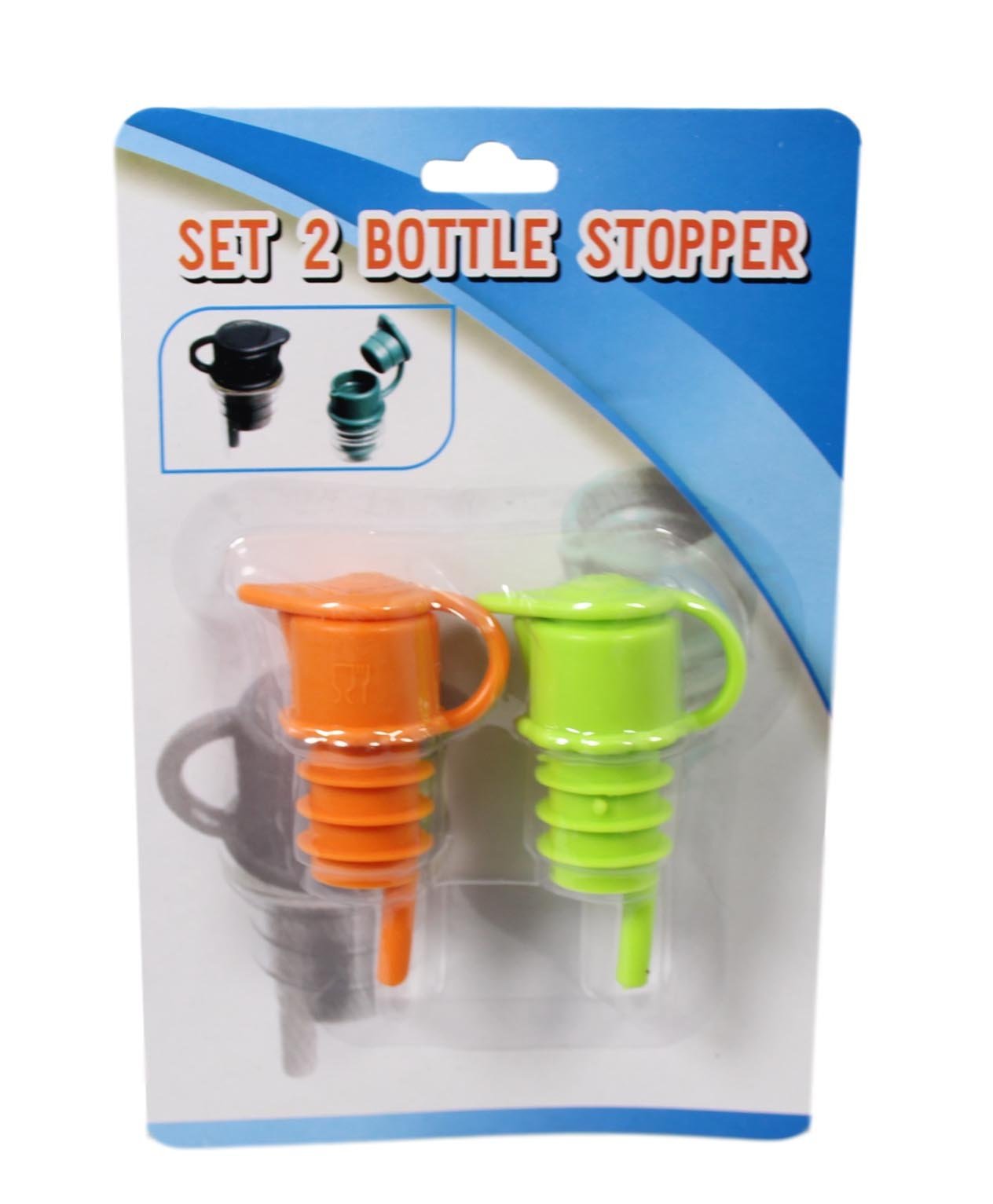 2 Pack Bottle Stopper Liquid Champagne Bottle Lids 2 Colours Plastic 5605 (Parcel Rate)