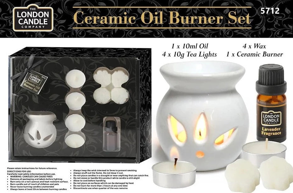 Ceramic Oil Burner Set Burner Includes Oil Wax Tea Lights Burner 5712 (Parcel Rate)