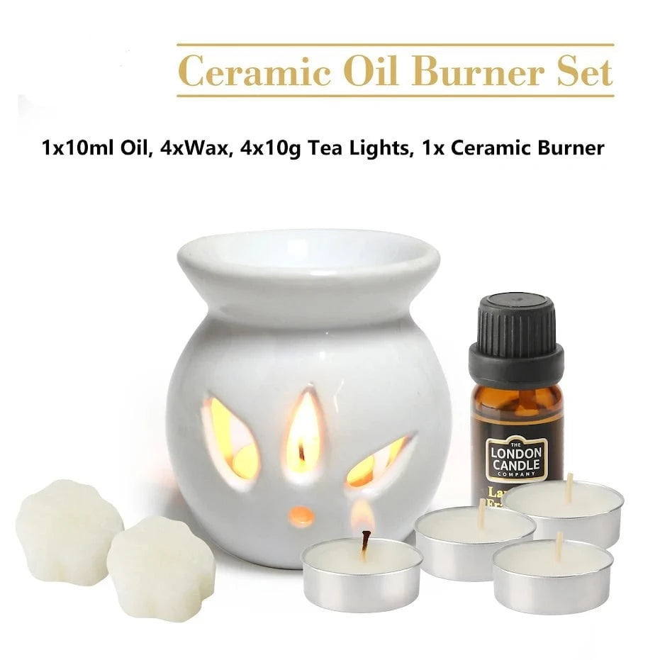 Ceramic Oil Burner Set Burner Includes Oil Wax Tea Lights Burner 5712 (Parcel Rate)