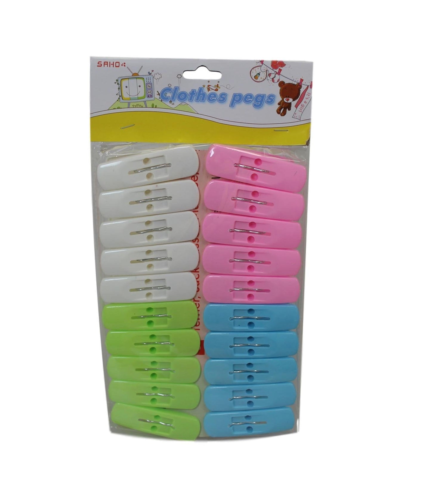 Plastic Washing Line Clothes Pegs 5 cm Pack of 20 Assorted Colours 5747 (Parcel Rate)