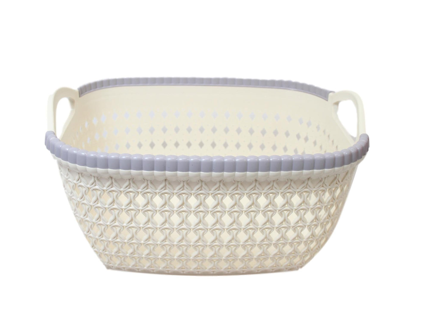 Plastic Rattan Style Kitchen Fruit and Veg Basket 2 Colours 26cm x 12cm 1 Pack ( x1) 5860 (Parcel Rate)