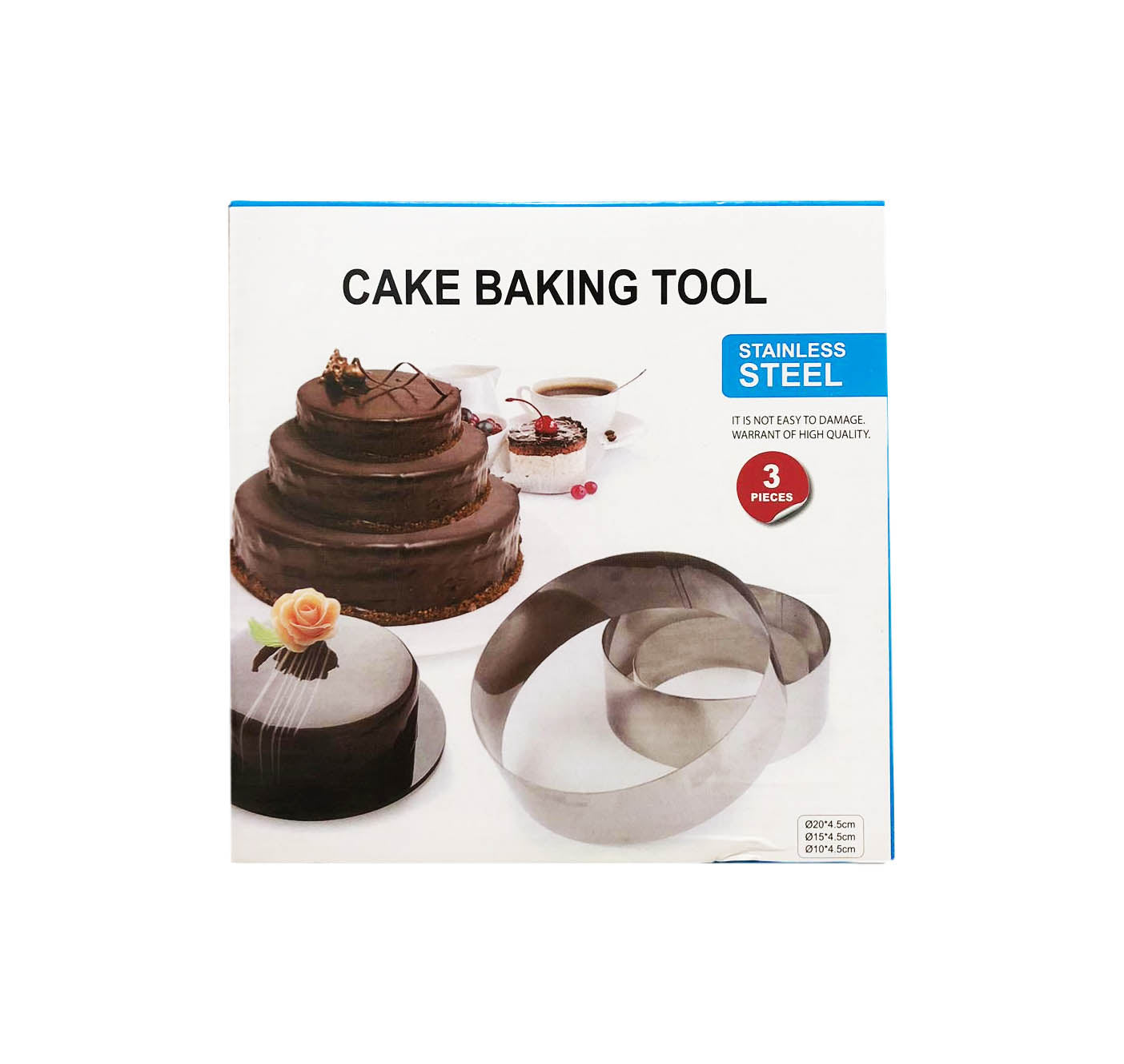 Stainless Steel Round Baking Ring Mould Set of 3 5916 (Parcel Rate)