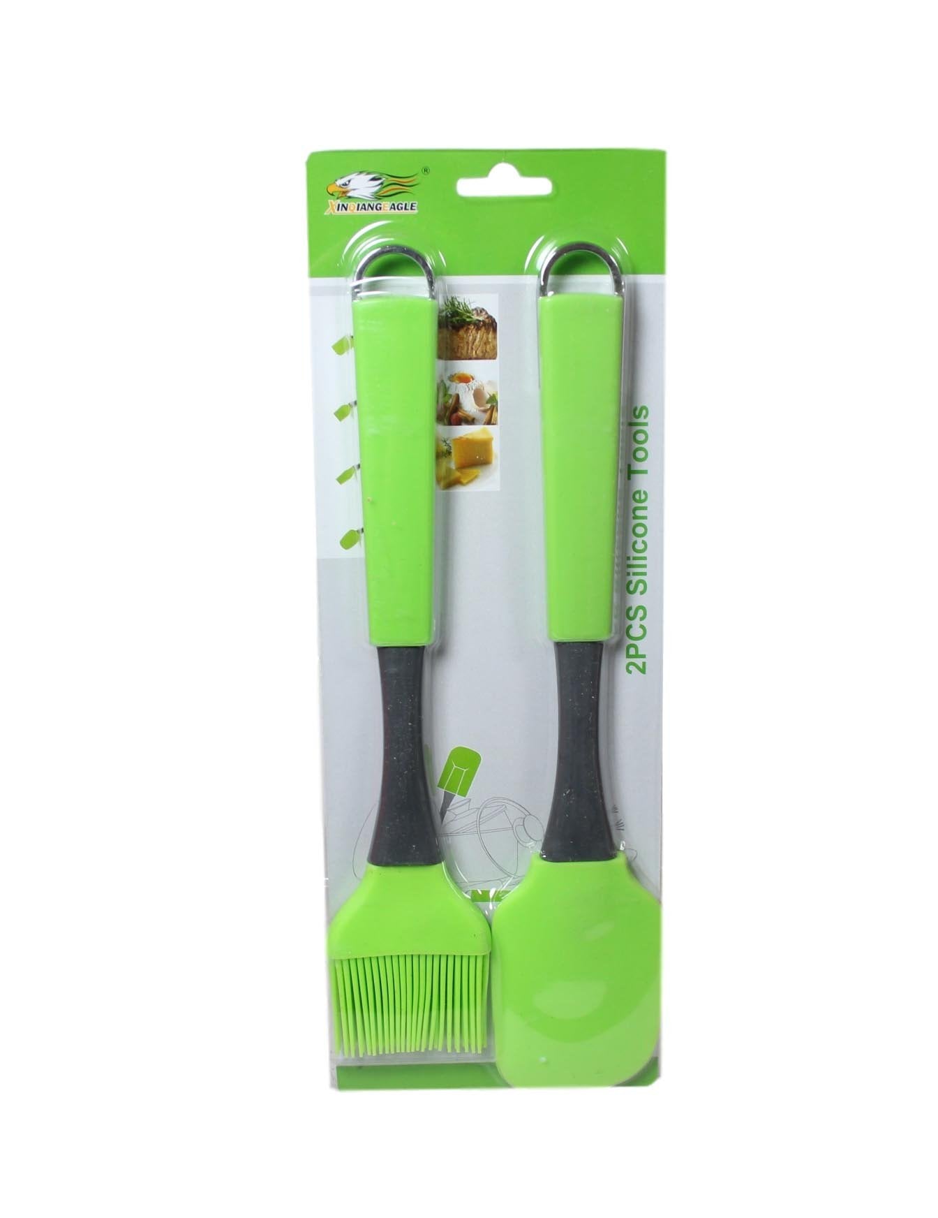 Baking Cooking 2 Pack Silicone Brush and Spatula Kitchen Tool Green 26cm 5933 (Large Letter Rate)