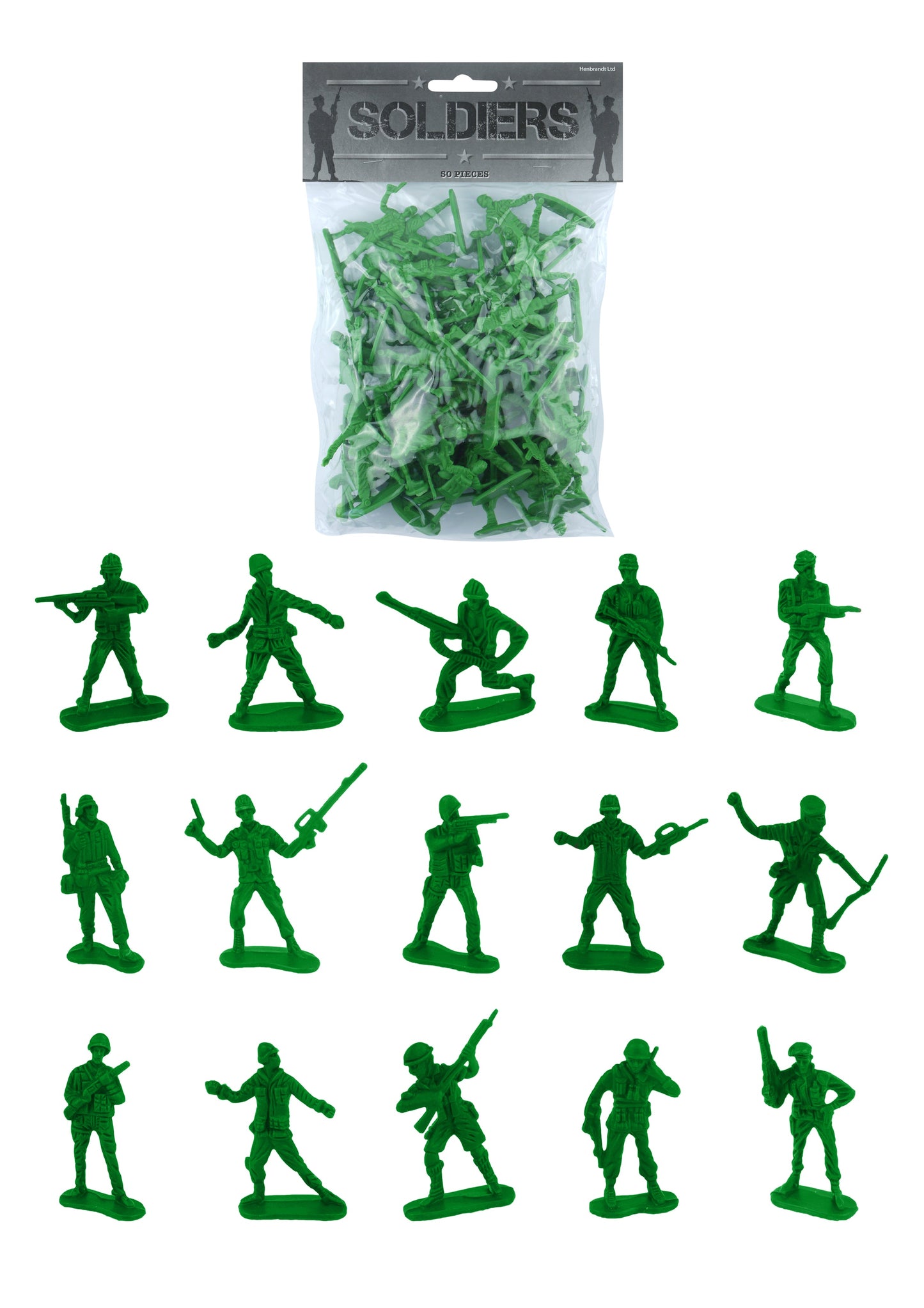 Pack Of 50 Toy Soldiers Assorted Sizes and Designs 3-7cm B65035 (Parcel Rate)