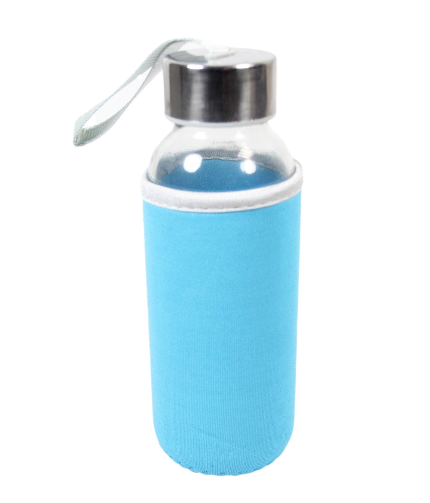 Glass Water Bottle with Cover 18 x 4 cm Assorted Colours Covers 6264 (Parcel Rate)