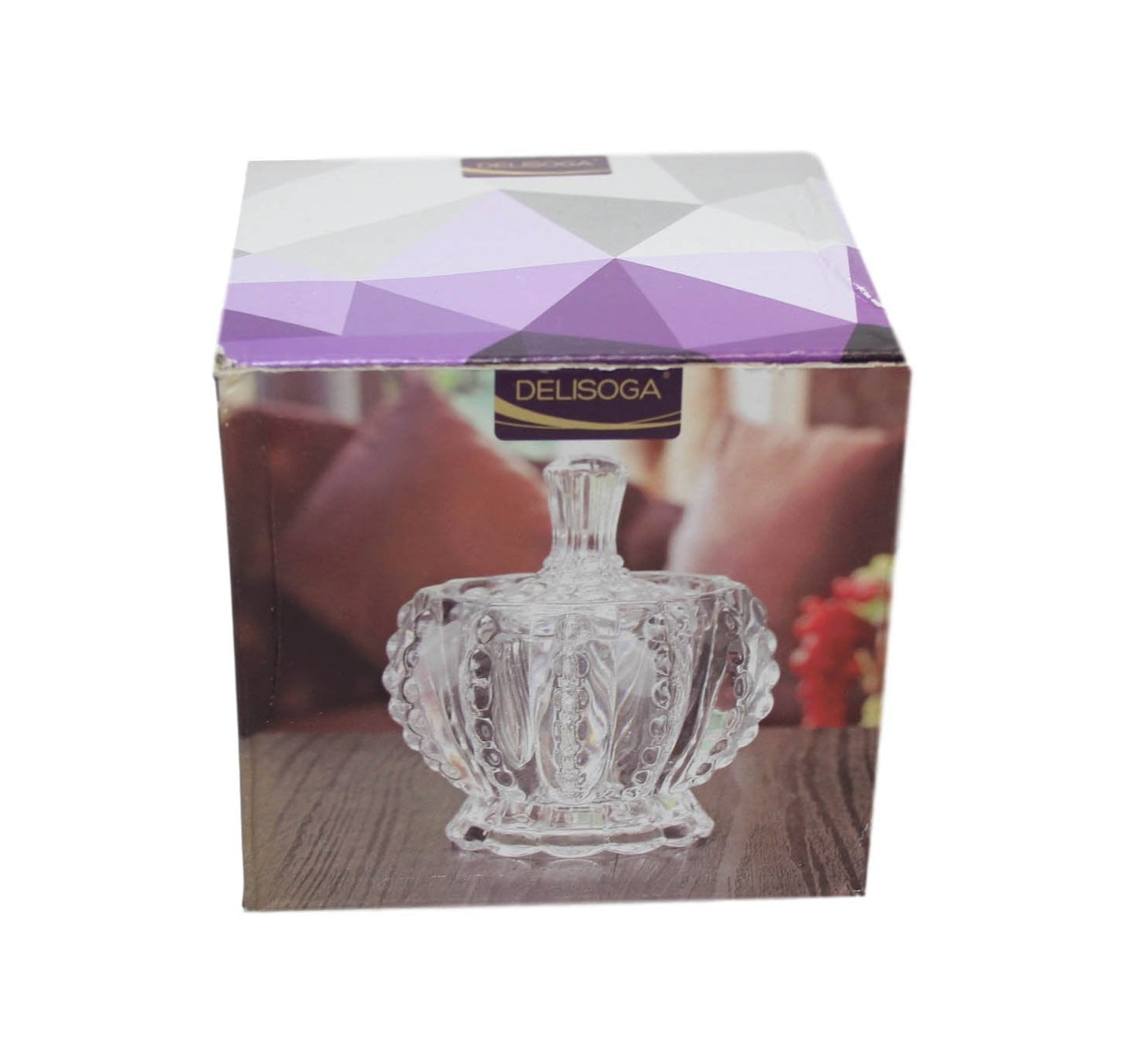 Crystal Glass Sweets Sugar Jar with Lid 8 x 8 cm 6316 A (Parcel Rate)