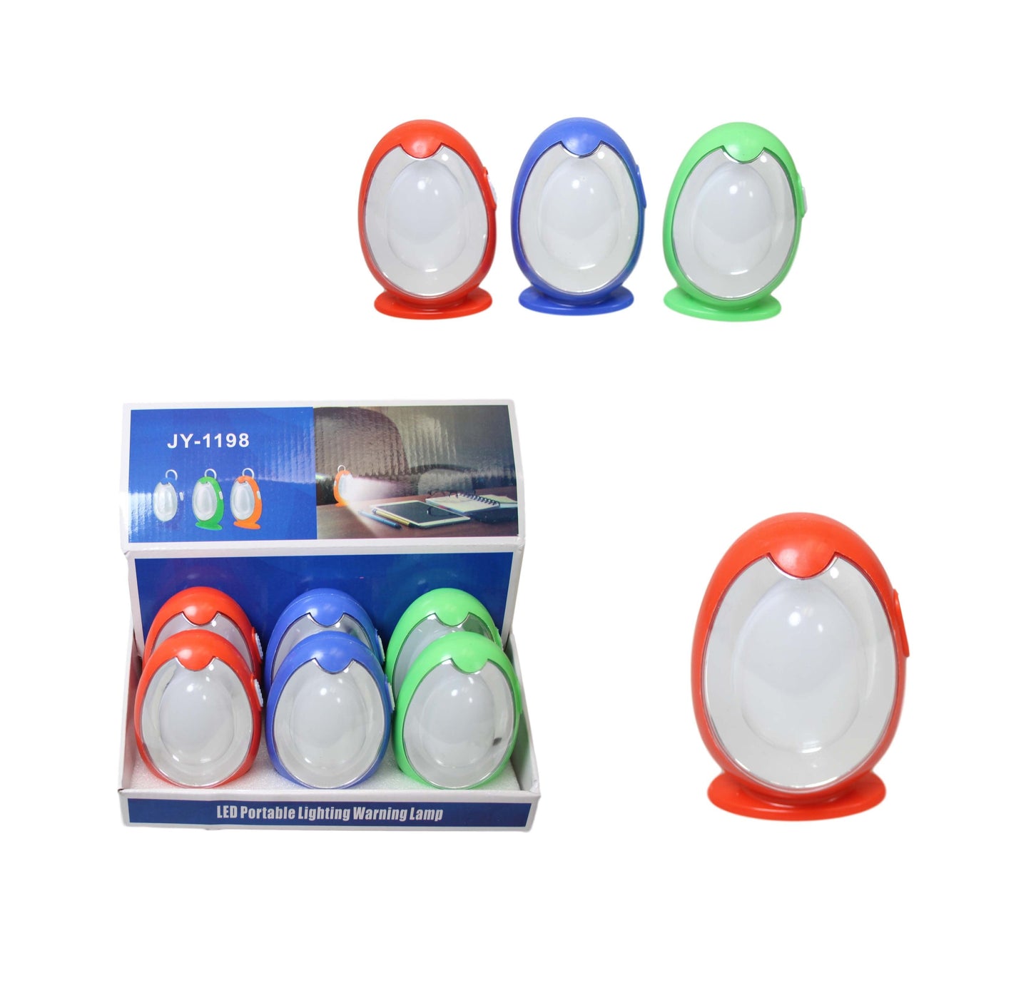 Plastic LED Portable Egg Shaped Round Lamp Assorted Colours 6384 (Parcel Rate)