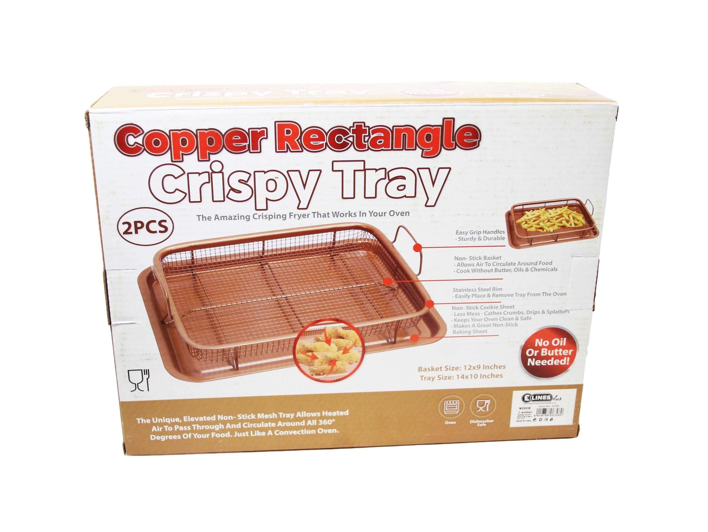 Unique Copper Rectangle Crispy Tray Easy Grip Non Stick Basket Sheet 6398 (Parcel Rate)