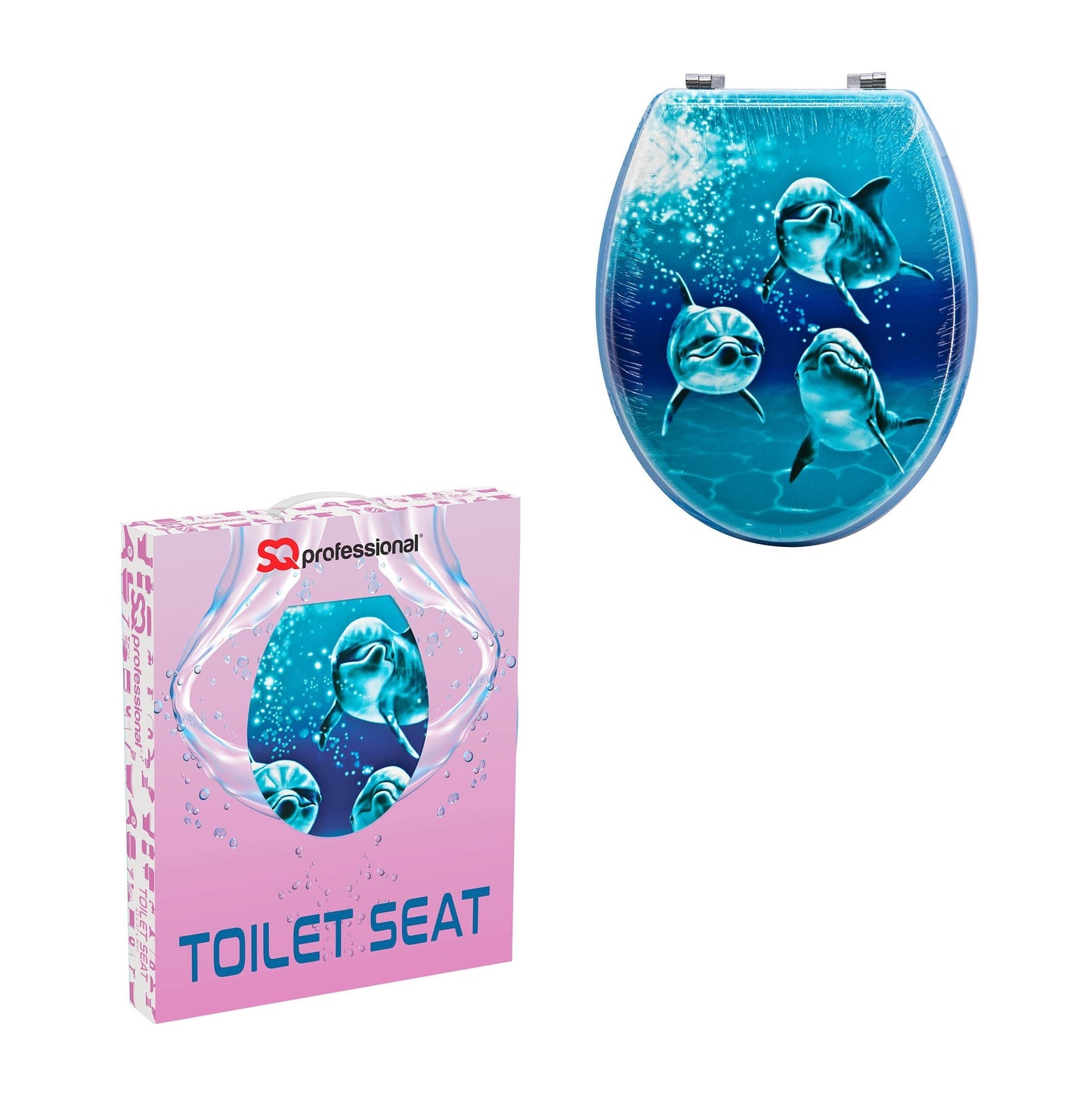 Toilet Seat Aquatic Dolphin Trio Sitting Toilet Seat (W) 36mm x (L) 43cm 6465 (Parce Rate)