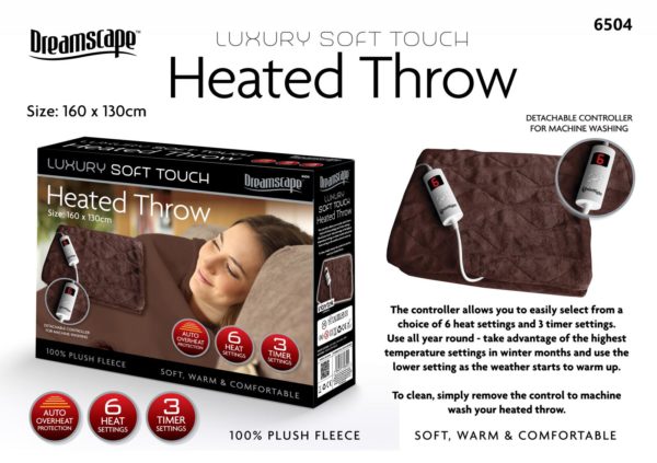 Luxury Soft Touch Electric Heated Throw Blanket 160 x 130 cm 6504 (Parcel Rate)