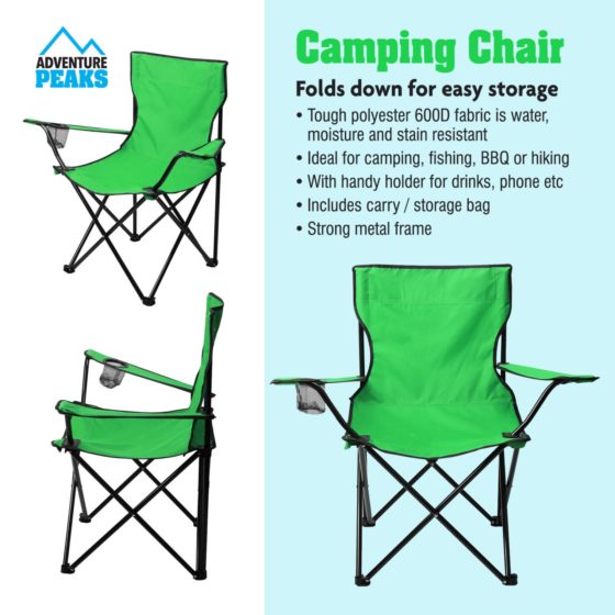 Foldable Camping Chair 50 x 50 x 80 cm Green 6620 (Big Parcel Rate)