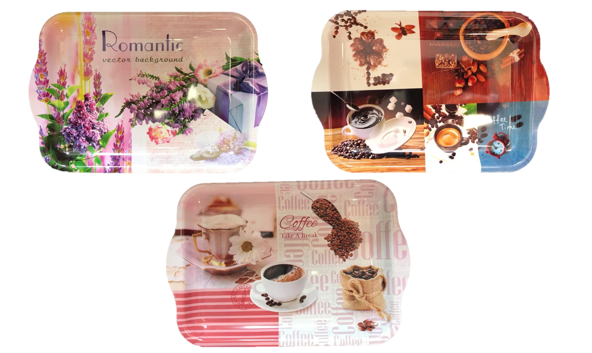 Plastic Tea Coffee Table Tray 45 x 30 cm Assorted Designs 6833 (Parcel Rate)