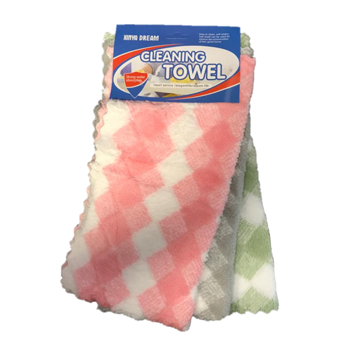 Cleaning Towel Cloth 27 x 28 cm Pack of 3 Assorted Colours 6971 (Parcel Rate)