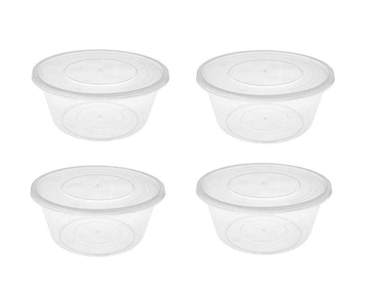 Disposable Plastic Food Container Round Pack of 4 16oz / 500 ml SK28198 (Parcel Rate)