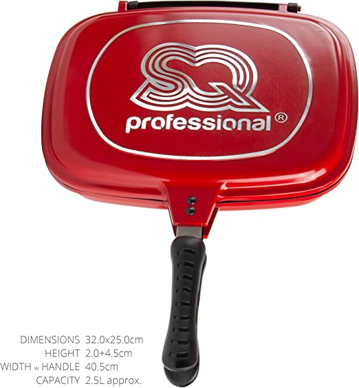 SQ Professional Nea Rossa Die Cast Magic Pan 32cm Double Sided Red 4680 (Parcel Rate)