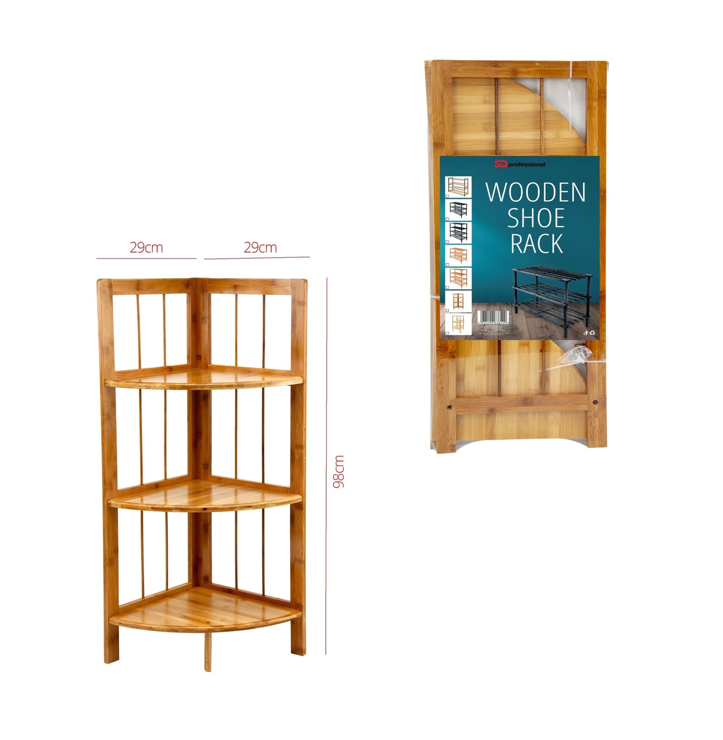 3 Tier Bamboo Wooden Shoe Rack Multipurpose Use Wooden Rack 29 x 98cm 8785 (Parcel Rate)