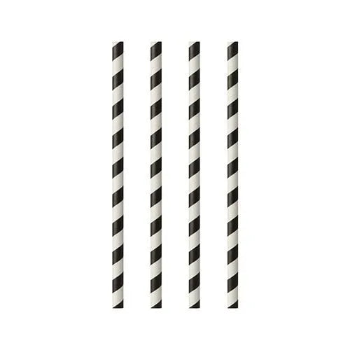 Paper Straws Black White Stripes Pack of 25 20 cm 88027 (Parcel Rate)