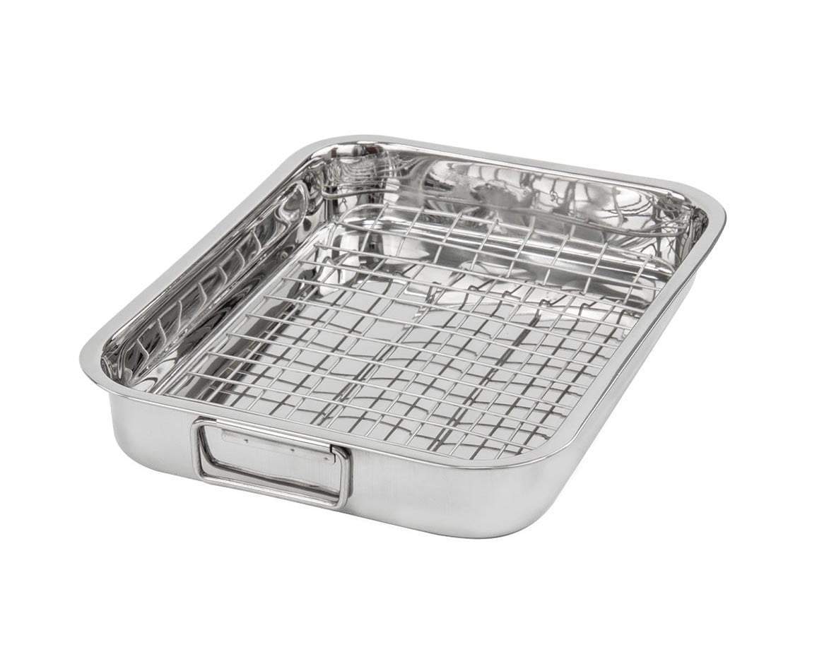 SQ Lustro Lasagne Oven Roasting Tin Tray with Rack W 37cm x D 28cm x H 5cm / 4.5L 8884 (Parcel Rate)