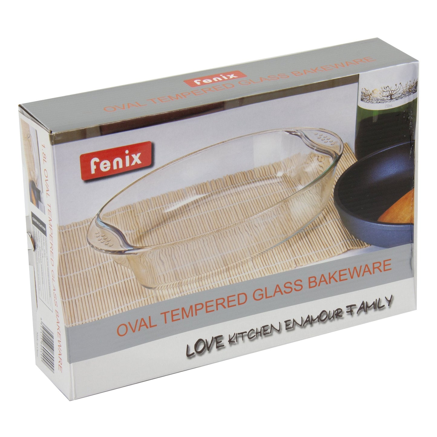 Tempered Glass Oval Roasting Baking Tray Kitchen Dish 1.8 Litre 30 x 21 x 6.5cm 8966 (Parcel Rate)