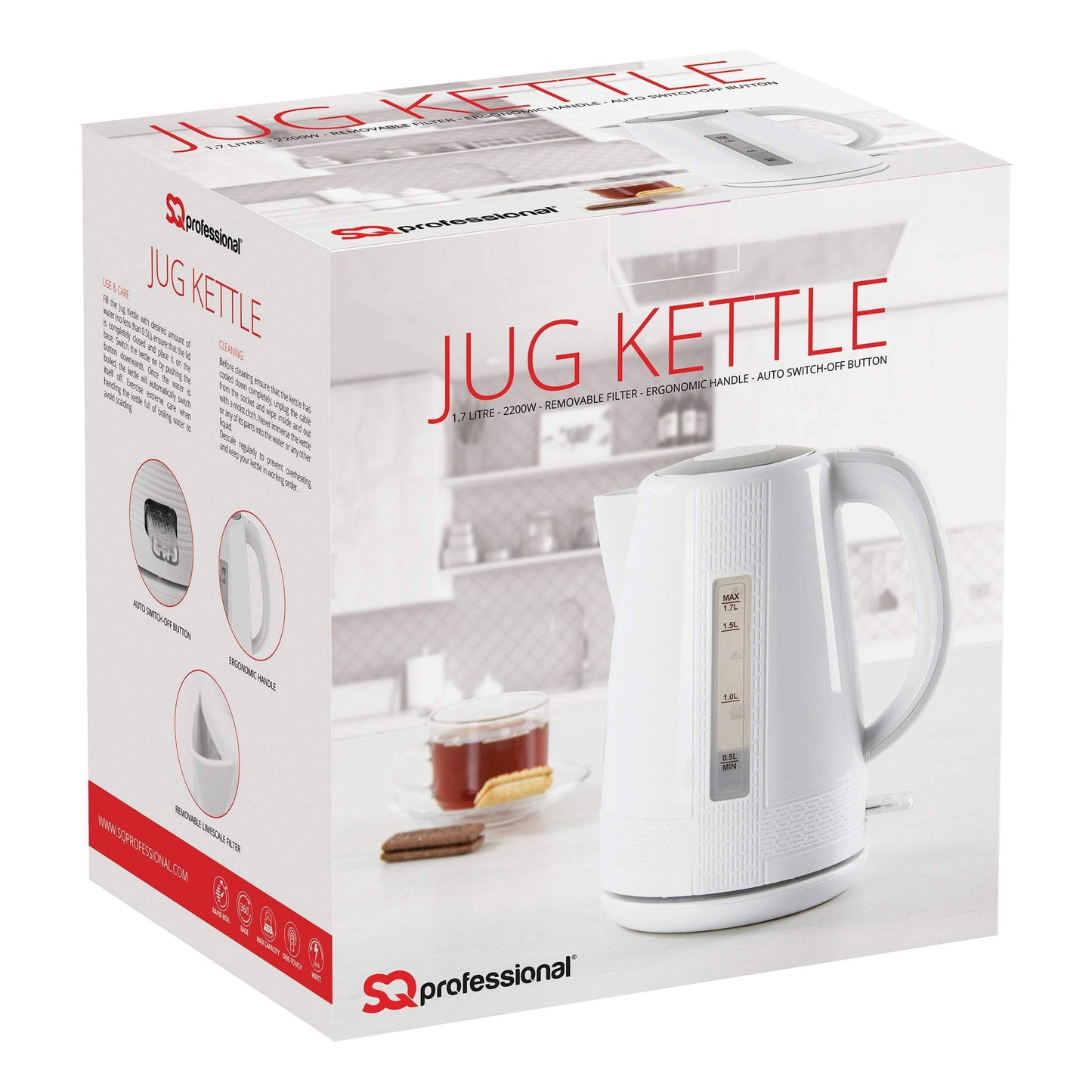 SQ Blitz Electric Kettle White 1.7 Litre 9169 (Parcel Rate)